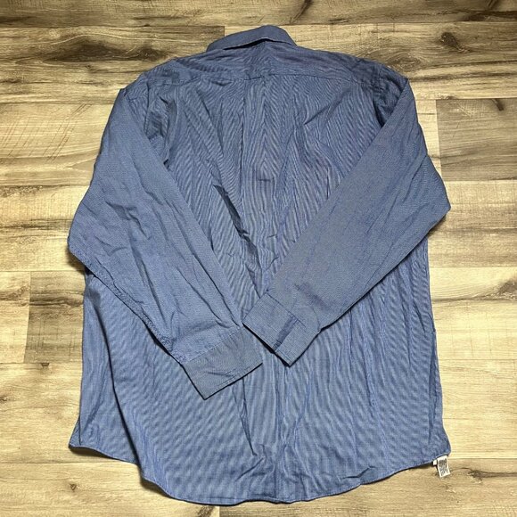 Van Heusen Pinpoint Oxford Check Print Front Button Long Sleeve Shirt Size 34/35 - Picture 3 of 6